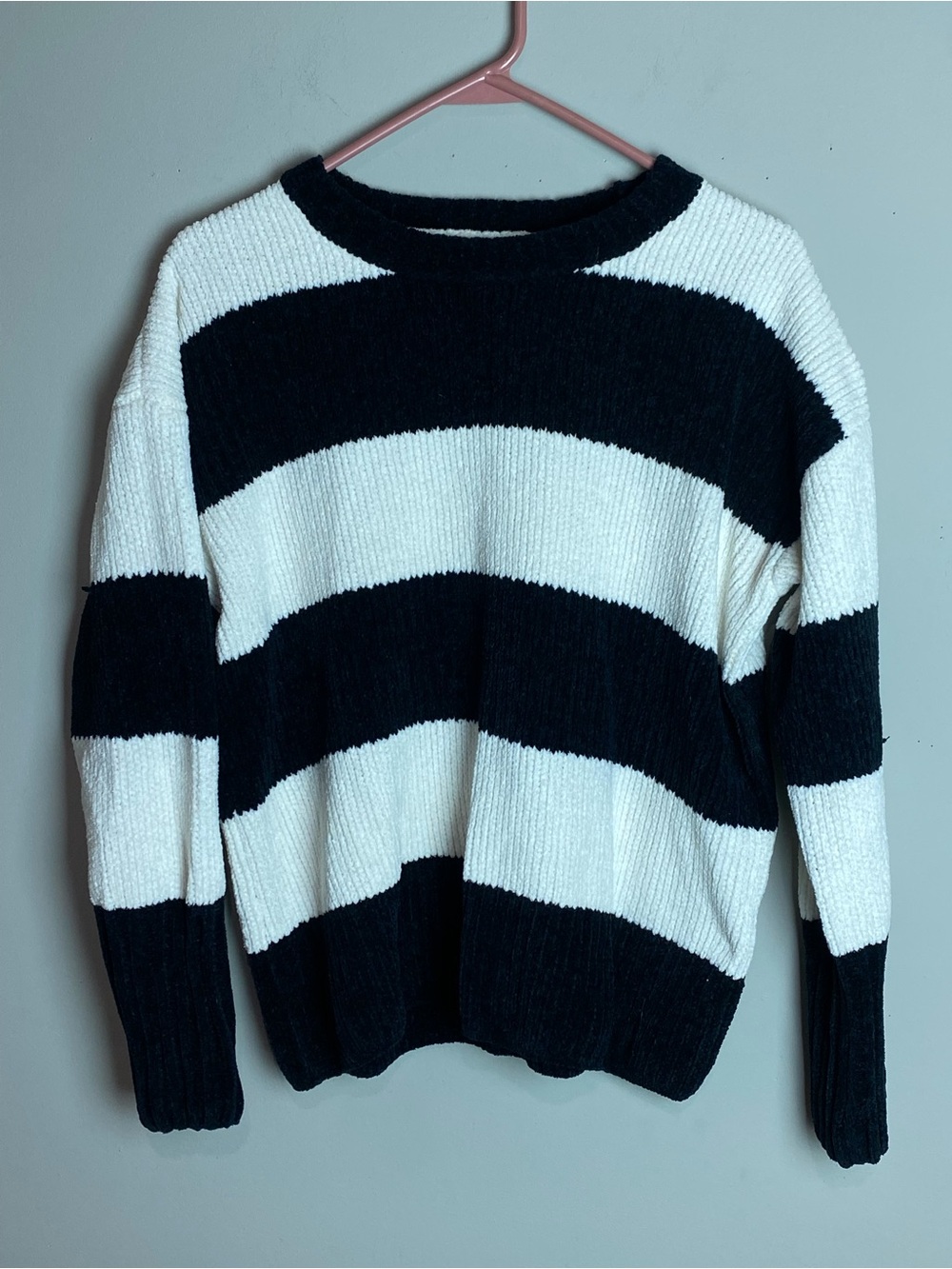 SO Black and White Wide Stripe Crewneck Sweater